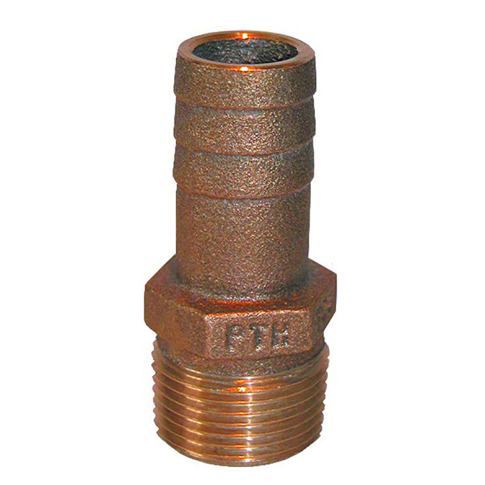 GROCO 12 NPT x 12 or 58 ID Bronze Pipe to Hose Straight Fitting PTH5062