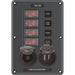 Blue Sea 4321 Circuit Breaker Switch Panel 4 Position  Gray w12V Socket  Dual USB 4321