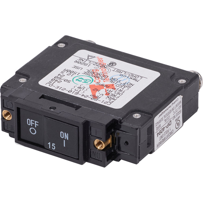 Blue Sea 7456 UL489 Circuit Breaker  15A Flat Rocker 7456