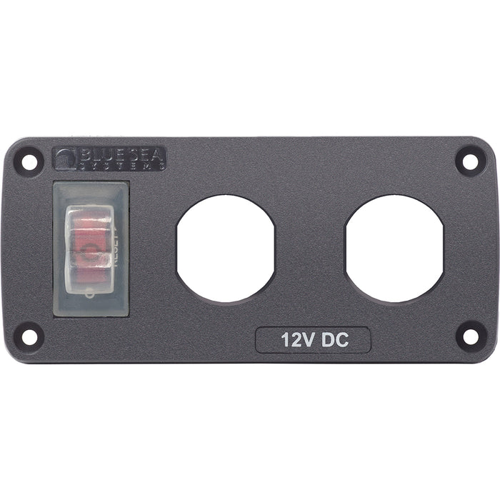 Blue Sea 4364 Water Resistant USB Accessory Panel  15A Circuit Breaker 2x Blank Apertures 4364