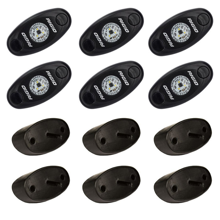 RIGID Industries ASeries Rock Light Kit  6 Cool White Lights  Black 400253