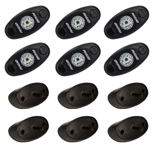 RIGID Industries ASeries Rock Light Kit  6 Blue Lights  Black 400283