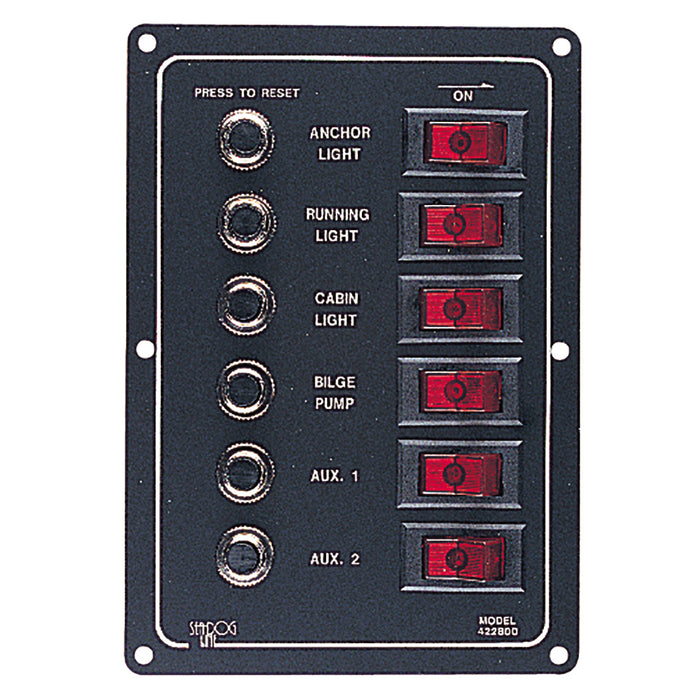 SeaDog Aluminum Circuit Breaker Panel  6 Circuit 4228001