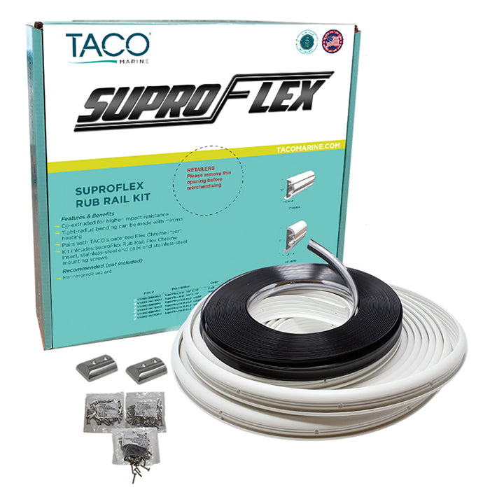 TACO SuproFlex Rub Rail Kit  White wFlex Chrome Insert  16H x 78W x 60L V119960WCM602