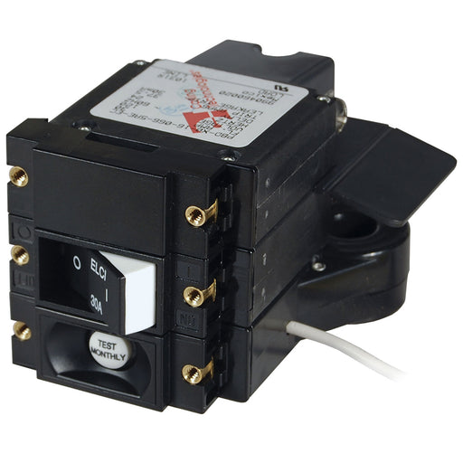 Blue Sea ASeries ELCI Main Circuit Breaker  Double Pole 120V AC 30A  Flat Rocker 3102100