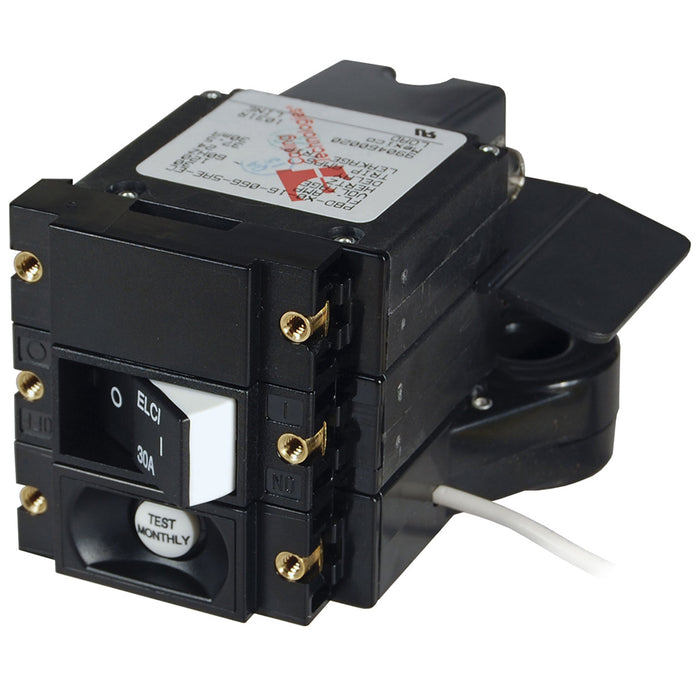 Blue Sea ASeries ELCI Main Circuit Breaker  Double Pole 120V AC 30A  Flat Rocker 3102100