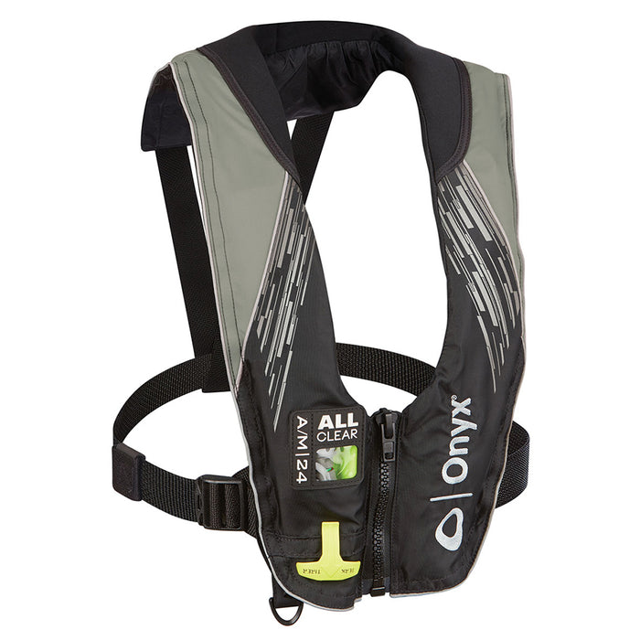 Onyx AM24 Series All Clear AutomaticManual Inflatable Life Jacket  Grey  Adult 13220070100421