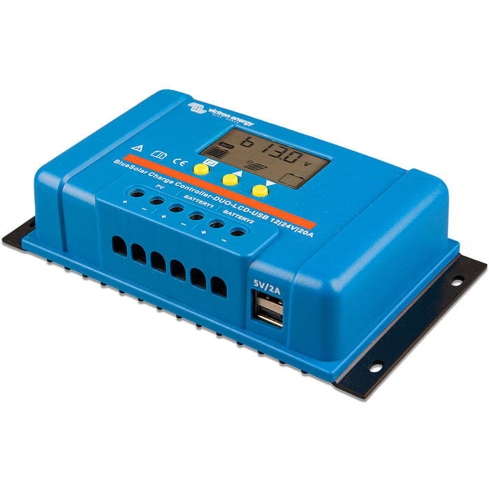 Victron BlueSolar PWM Charge Controller DUO LCD  USB Charge Control  1224VDC  20A SCC010020060