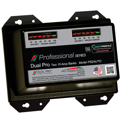 Dual Pro PS2 Auto 15A  2Bank LithiumAGM Battery Charger PS2AUTO