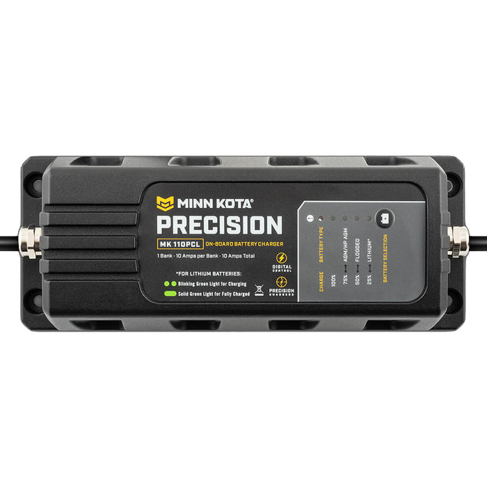 Minn Kota OnBoard Precision Charger MK110 PCL 1 Bank x 10 AMP LI Optimized Charger 1831101