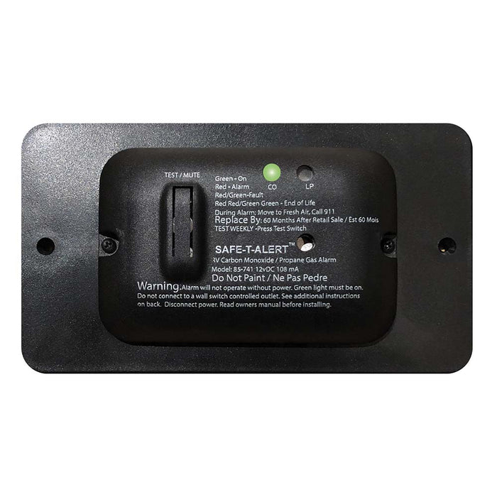 SafeTAlert 85 Series Carbon Monoxide Propane Gas Alarm  12V  Black 85741BL