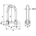 Wichard SelfLocking Long D Shackle  Diameter 6mm  14 1213W