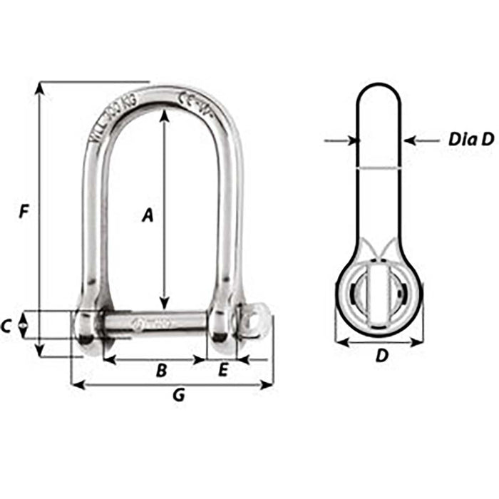 Wichard SelfLocking Large Shackle  Diameter 5mm  316 1262W