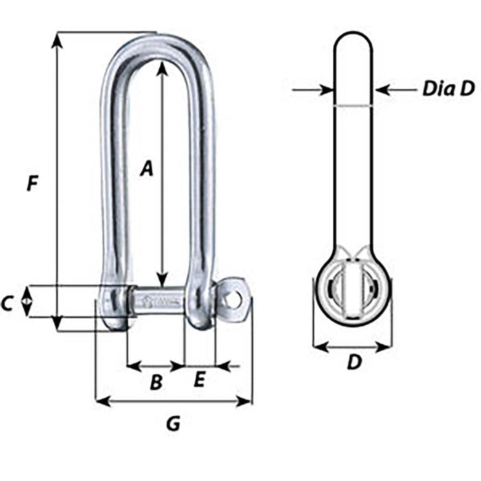 Wichard Captive Pin Long D Shackle  Diameter 10mm  1332 1415W