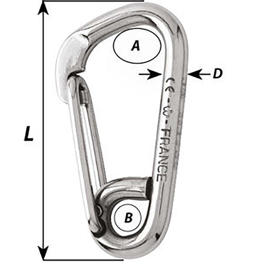 Wichard Asymmetric Carbine Hook  Length 170mm  1532 2328W