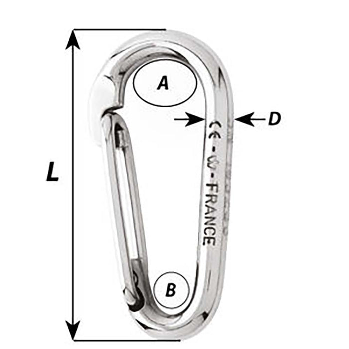 Wichard Symmetric Carbine Hook Without Eye  Length 80mm  516 2335W