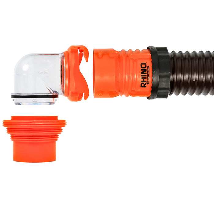 Camco RhinoFLEX 20 Sewer Hose Kit w4 In 1 Elbow Caps 39741