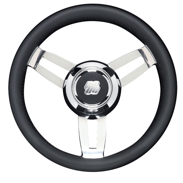 Uflex Morosini 138 Steering Wheel  Black Polyurethane wStainless Steel Spokes  Chrome Hub MOROSINI UCHB