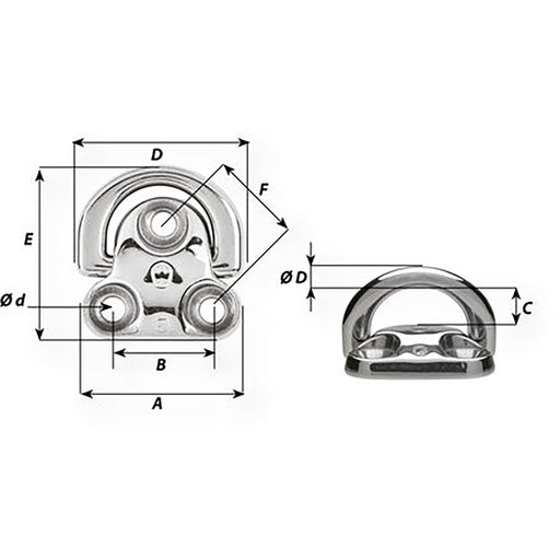 Wichard Folding Pad Eye  Diameter 2564 6606W