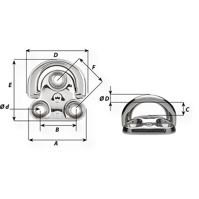 Wichard Folding Pad Eye  Diameter 2564 6606W