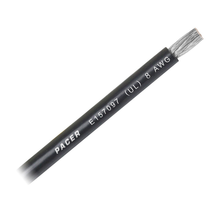 Pacer Black 8 AWG Battery Cable  Sold By The Foot  WUL8BKFT