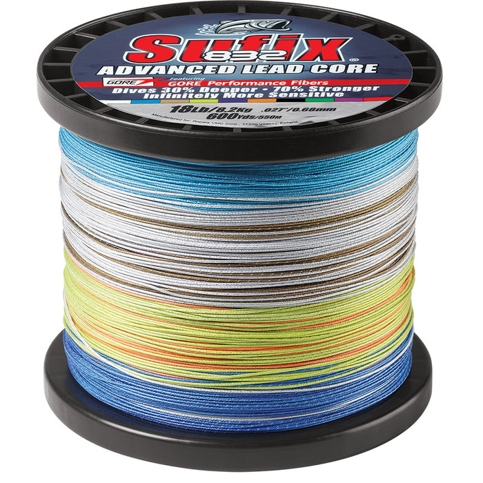 Sufix 832 Advanced Lead Core  18lb  10Color Metered  600 yds 658318MC