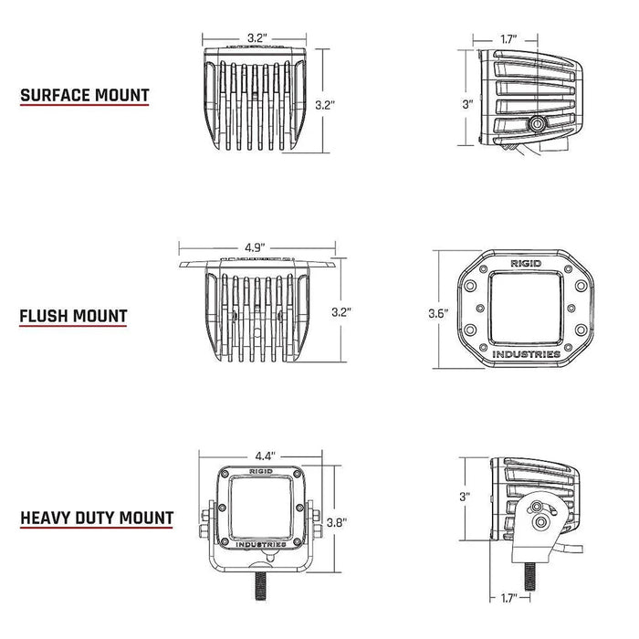 RIGID Industries DSeries PRO Flood Diffused Surface Mount Black Light  Pair 202513