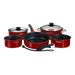 Magma Nestable 10 Piece Induction NonStick Enamel Finish Cookware Set  Magma Red A10366MR2IN
