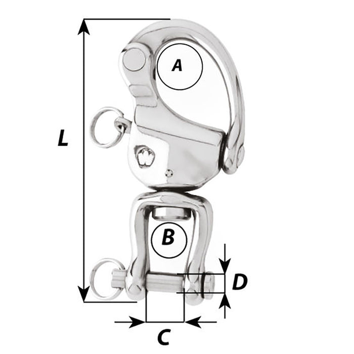 Wichard HR Snap Shackle With Clevis Pin Swivel  120mm Length  42332 2478W