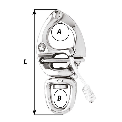 Wichard HR Quick Release Snap Shackle With Swivel Eye  80mm Length  3532 2674W