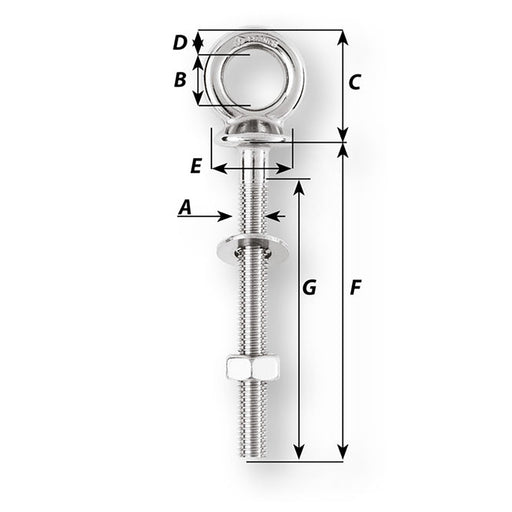 Wichard Eye Bolt  M12 x 175mm  Length 120mm 6497W