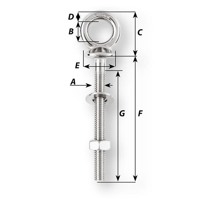 Wichard Eye Bolt  M12 x 175mm  Length 120mm 6497W