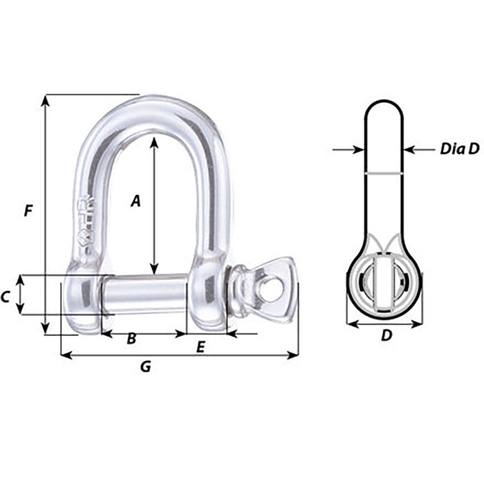Wichard HR D Shackle  14mm Diameter  3564 11207W
