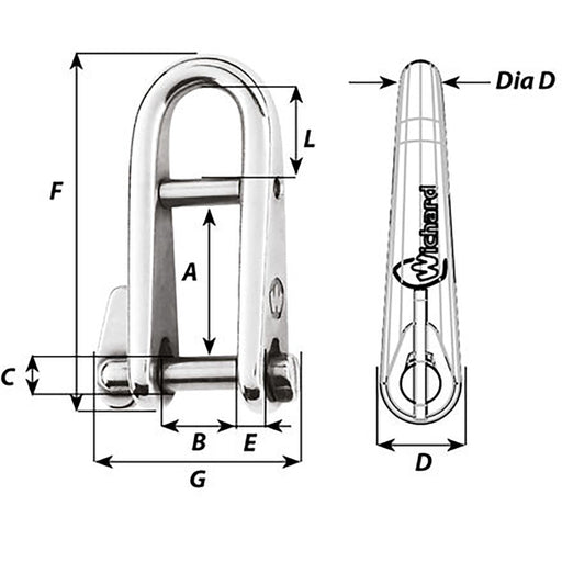 Wichard HR Key Pin Shackle With Bar  5mm Pin Diameter 91432W