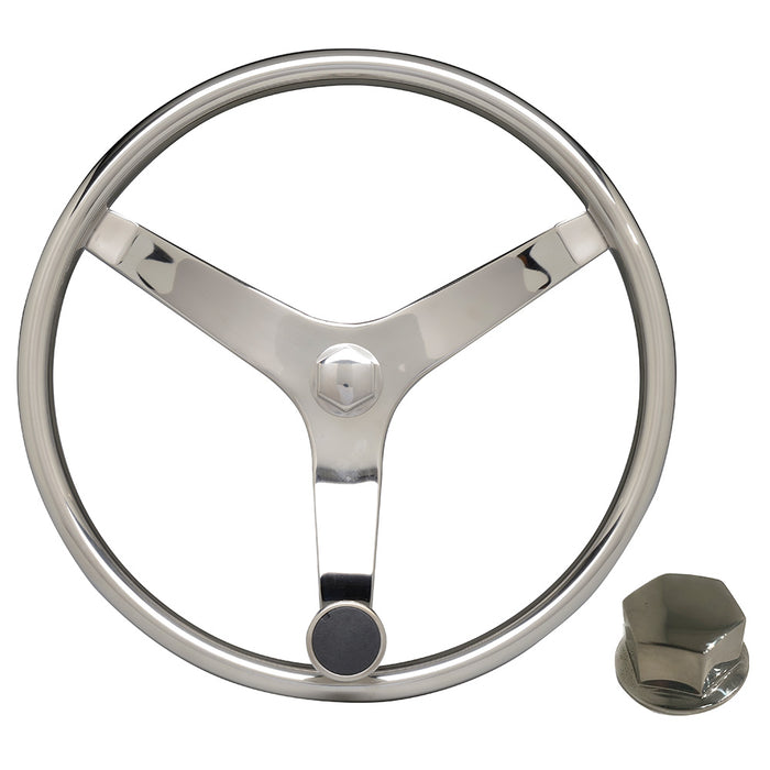 Uflex  V46  135 Stainless Steel Steering Wheel wSpeed Knob  Chrome Nut V46 KIT