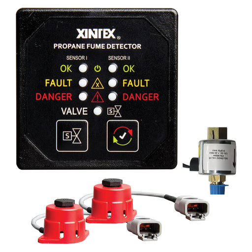 FireboyXintex Propane Fume Detector 2 Channel 2 Sensors Solenoid Valve  Control  20 Cable  24V DC  P2BS24R