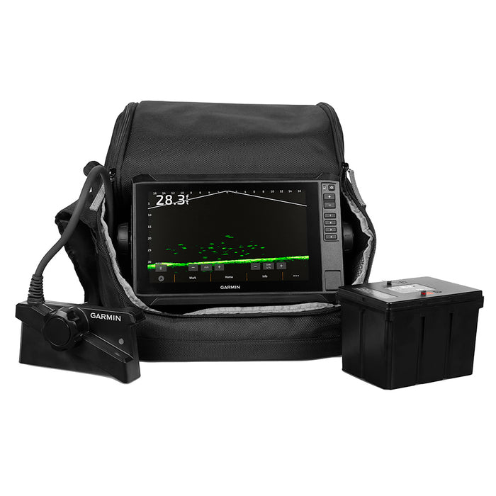 Garmin ECHOMAP UHD2 93SV LiveScope Plus Ice Fishing Bundle LI wECHOMAP UHD2 93sv LiveScope Plus System  Lithiumion
